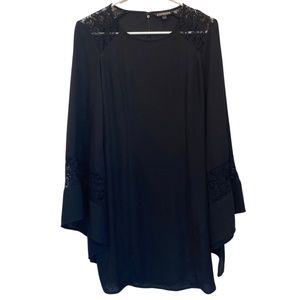 Express Black Bell Sleeve Tunic Mini Black Dress EUC Size 6